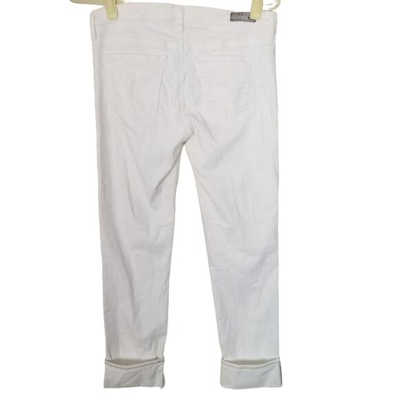 AG Adriano Goldschmied Womens 28 White Denim Stevie Slim Straight Cuffed Jeans - Picture 7 of 8